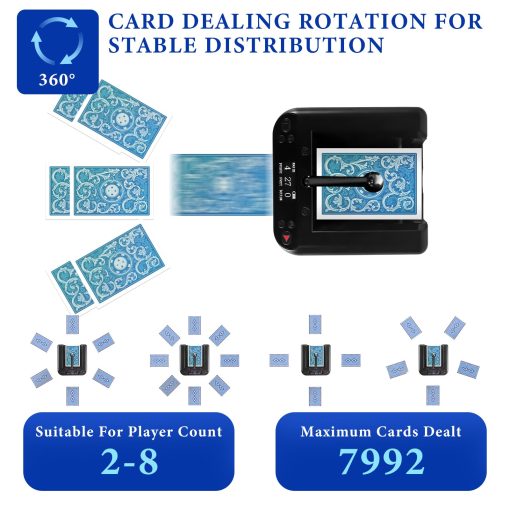Repartidor Automatico de Cartas CARDSPIN, Rotacion de 360?, Maquina Automatica de Repartidor de Cartas de Poker Rapido, Preciso y Estable, Distribuidor de Cartas para 1-8 Jugadores, Accesorio para Juegos de Mesa Texas Holdem Blackjack - Imagen 5