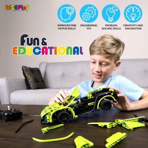 Kit de Construccion de Coche de Control Remoto WISEPLAY, 453PCS Juguete Stem para Ninos de 8 a 10 Anos, Gran Coche RC para Ninos y Ninas de 10 Anos, Excelente Idea de Regalo - Imagen 3