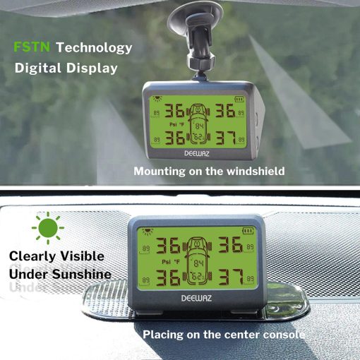 Sistema de monitoreo de presion de neumaticos TPMS, 0-116 Psi, con 6 modos de alarma, intercambio de posicion de neumaticos, valor de presion frontal / trasera ajustable por el usuario, temperatura y humedad, carga solar y magnetica para automoviles de 4 ruedas - Imagen 9