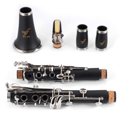 Clarinete ZEFF Bb, Clarinete para Principiantes con 2 Barriles, Llaves Niqueladas, Estuche, Soporte, 5 Canas, Pano de Limpieza, Grasa de Corcho, Cepillo para Boquilla y Cepillo para Almohadilla - Imagen 5