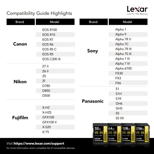Tarjeta de Memoria SDXC Lexar 64GB Professional 2000x, UHS-II, C10, U3, V90, Video Full-HD y 8K, Hasta 300MB/s de Lectura, para Camaras DSLR y Video de Calidad Cinematografica (LSD2000064G-BNNNU) - Imagen 6