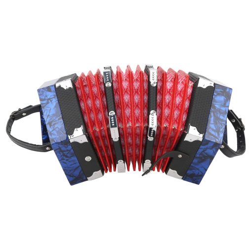 Acordeon Instrumento de Concierto Concertina Instrumento con Correa de Mano Ajustable con Bolsa Acordeon Profesional Concertina, Acordeon para Ninos Principiantes Adultos Suministros de Instrumentos Musicales (Azul Real)