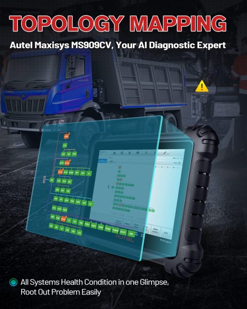 Autel MaxiSYS MS909CV, Escaner de Diagnostico Inteligente para Semirremolque y Camiones Pesados 2024, Topologia 2.0, Actualizacion del MS908CV II, Reprogramacion y Codificacion de ECU J2534, Bidireccional, 48+ Restablecimientos - Imagen 5