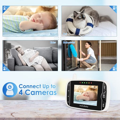 Monitor de Bebe HelloBaby con Camara y Audio, Pantalla LCD IPS, Monitor de Video de Bebe sin WiFi, Vision Nocturna Infrarroja, Pantalla de Temperatura, Canciones de Cuna, Audio Bidireccional y Modo VOX (HB66pro) - Imagen 7