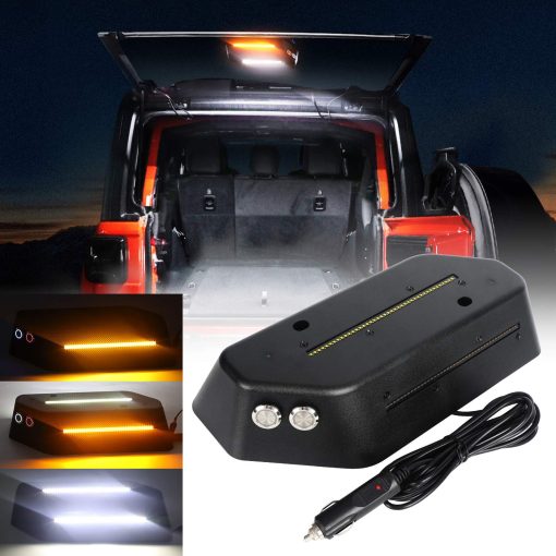 Luz de Tronco LED COWONE para Levante de Vidrio Trasero Compatible con Jeep Wrangler JL JLU 2018-2021 Luz de Carga LED con Luz de Advertencia Blanca/ambar para Camping Pesca Actividades al Aire Libre