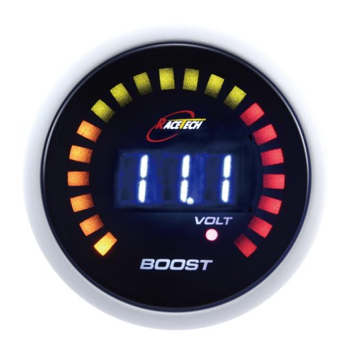 RACETECH 52mm 2-1/16" Pantalla LED Azul Indicador Electrico Medidor de Presion de Boost/Voltimetro (con Sensor)