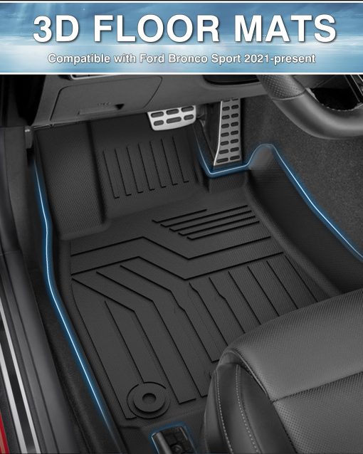 Tapetes a medida Mixsuper para Ford Bronco Sport 2024 2023 2022 2021, Juego de tapetes para todas las filas en negro - Imagen 2