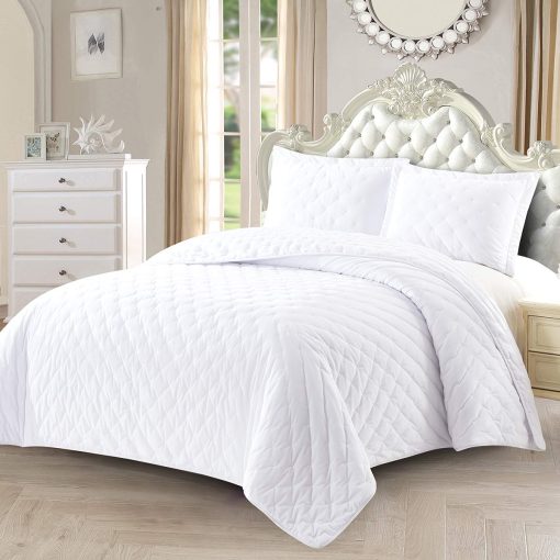 Juego de Edredon de Terciopelo Blanco Royal Hotel Bedding tamaño King, Cubrecama Grande de 110x96 pulgadas, 3 piezas, Lujo Extragrande de Terciopelo 100% King Blanco