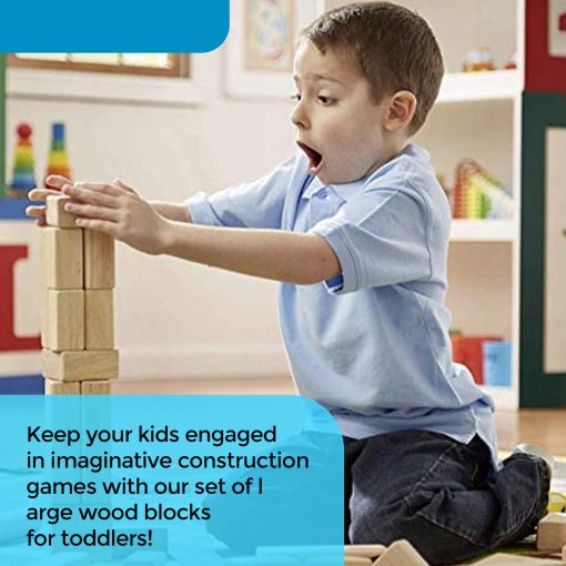 Conjunto Estandar de Bloques de Construccion para Ninos Pequenos con Bandeja de Almacenamiento (64 Pzs) Bloques de Madera Lijada para Ninos, Aprendizaje Original STEAM y STEM, Juguetes de Madera Clasicos para Fiestas Infantiles y Aulas - Imagen 2