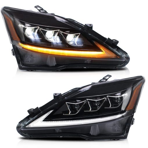 Faros LED VLAND Compatible con Lexus IS250/ IS250C IS350 IS350C IS220d 2006-2012, ISF 2008-2014 con Indicador Secuencial con Proyector con Reflector ambar