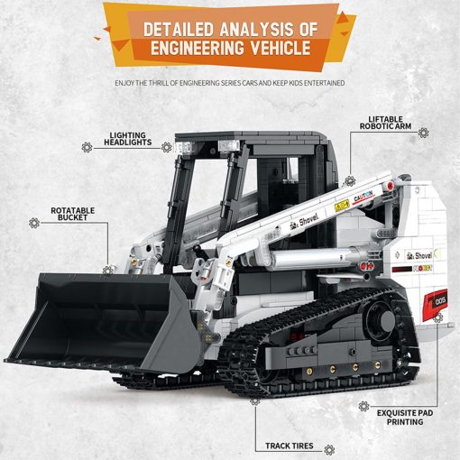 Set de bloques de construccion de tecnologia YILETKC, vehiculo de carga RC de 2.4G/APP Steer Loader juguetes de construccion con motor, regalo de juguete de construccion de cargador de orugas para adultos y adolescentes - 1366 piezas - Imagen 4