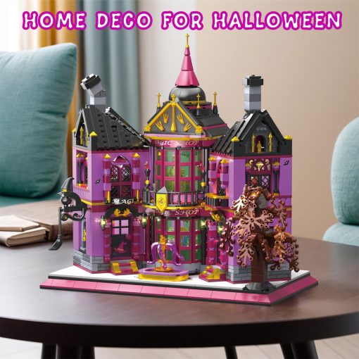Set de Bloques de Construccion de Halloween QUEMISO - Kit de Arquitectura de 1366 Piezas de la Tienda de Magia de la Bruja, Perfecto para Adolescentes y Adultos, Casa Embrujada de Dos Pisos para la Decoracion de Halloween, Diversion Nocturna e Ideas de Regalo - Imagen 5