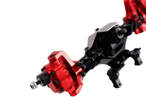 RZXYL Juego de Ejes de Portal Delanteros/Traseros de Aluminio para 1/10 Axial SCX10 II 90046 90047 RC Coche Crawler (Negro con Rojo) - Imagen 3