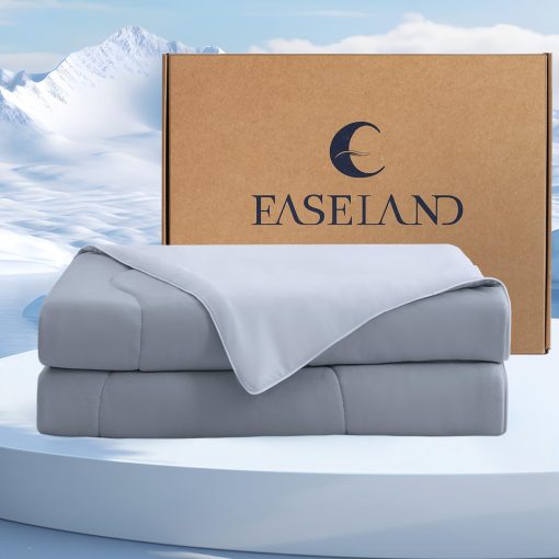 Edredon de refrigeracion EASELAND Lyocell tamano King, Manta refrigerante para personas que duermen calientes, Edredon reversible de doble cara con tejido elastico, Q-Max>0.45, Manta de hielo transpirable, Suave y ligera, Gris (90"?108")