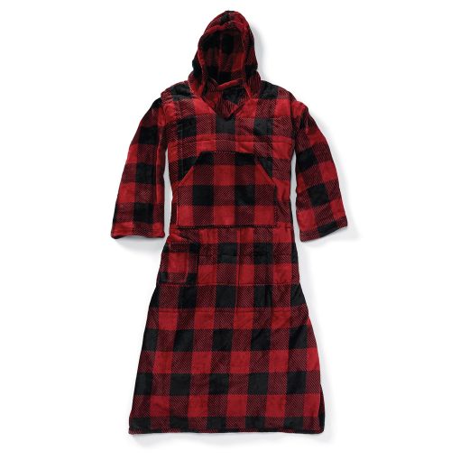 Ella Jayne - Manta con Capucha Ponderada de 4.5kg, Manta Ponible de Forro Polar 100% para Adultos y Adolescentes, Relleno de Perlas de Vidrio, Manta con Capucha Comoda, Talla unica para Todos - Rojo y Negro