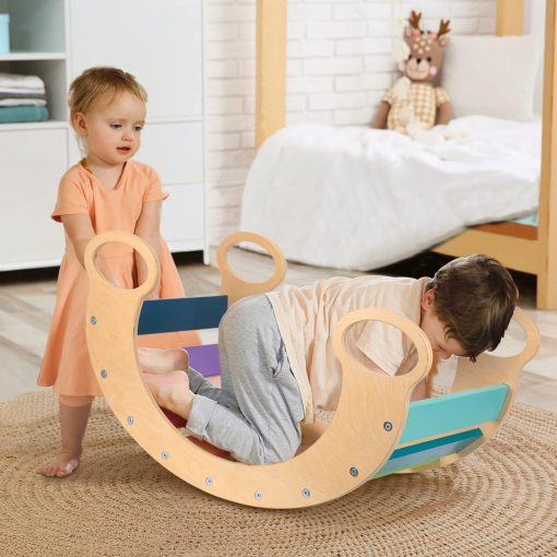 Juguetes de Escalada OOOK para Ninos Pequenos de 1 a 3 Anos, Juego de Escalada Montessori de Madera para Interiores, Balancin de Arco de Madera, Gimnasio de Juegos para Ninos Pequenos