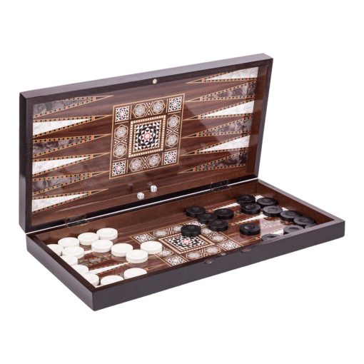 Juego de Tablero de Backgammon Turco - 19'' para Adultos con Diseno de Madera Pulida y Elegante Mosaico para Diversion Clasica - Juegos de Viaje para Entretenimiento Familiar y de Parejas - Imagen 8