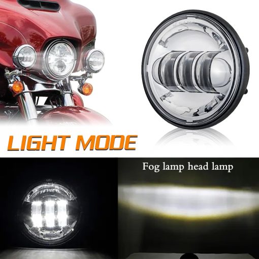 Luces LED de Niebla para Motocicleta SKTYANTS de 4.5 Pulgadas con Soporte de Cubo para Touring Electra Glide (Cromo) - Imagen 6