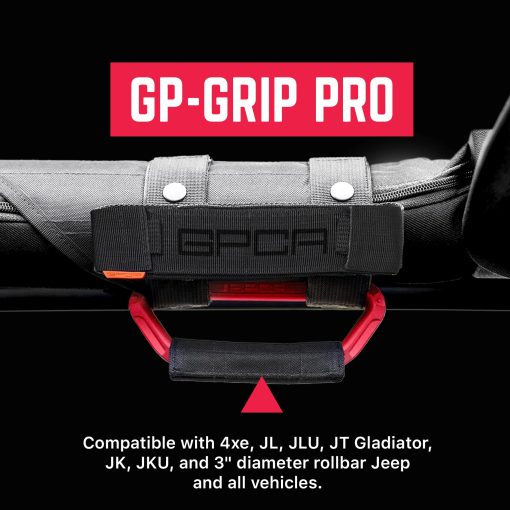 GPCA - GP Grip PRO, Asas Plegables de Aluminio Patentadas para Wrangler 4xe, JL, JT, JK, Sport, Sahara, Rubicon y Gladiator 4DR/2DR 2007-2023, 2 Paquetes, Rojo Fuegos Artificiales - Imagen 2