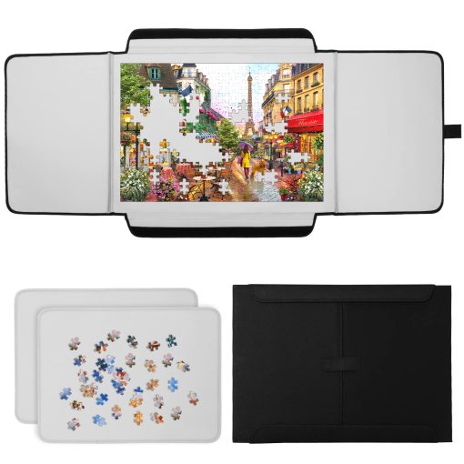 Estuche para Rompecabezas, Biigee Tablero de Almacenamiento de Rompecabezas Premium Portatil, Tableros de Rompecabezas Ligeros Antideslizantes, Facil de Guardar, Gran Regalo, Negro (1000 Piezas)