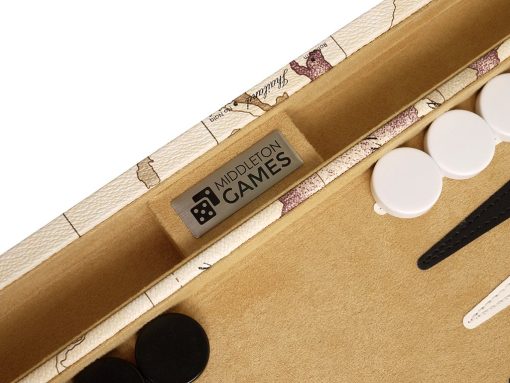 ¡Nuevo! - Set de Backgammon de Mapa de Lujo de 15 pulgadas - Tablero Blanco - Imagen 5
