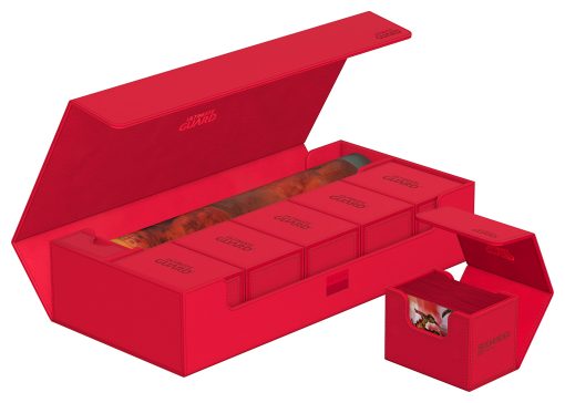Ultimate Guard Superhive 550+, Estuche para 550 Tarjetas de TCG con Doble Funda, Rojo, Compatible con Boulders, Cierre Magnetico y Forro de Microfibra Interno - Imagen 4