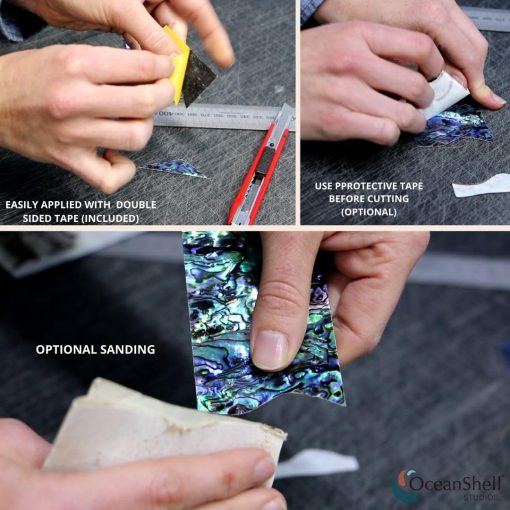 Chapado de Concha de Abulon para Decoraciones de Incrustaciones DIY o Profesionales - Purpura Real de Paua de Nueva Zelanda Sostenible - Con Cinta de Doble Cara 3M - 9.45"X2.75" - Imagen 6