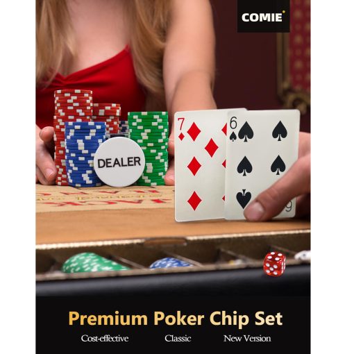 Fichas de poker con numeros, set de 500 fichas de poker con maletin de aluminio, set de poker de 11.5 gramos para Texas Holdem Blackjack Gambling - Imagen 3