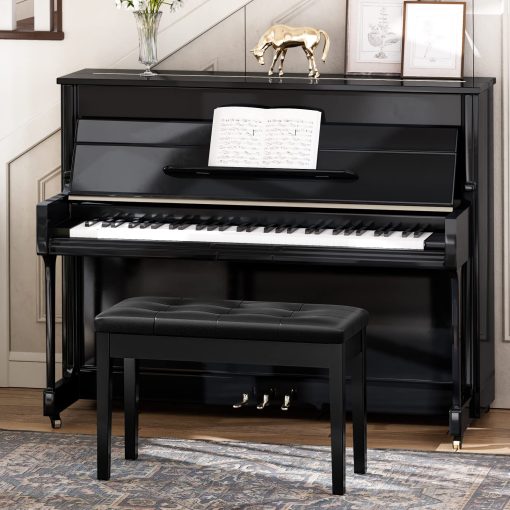 Banqueta de Piano HOOBRO con Cojin Acolchado y Compartimento de Almacenamiento para Partituras de Musica, Banqueta de Piano, Taburete de Tocador, Silla de Tocador, Soporta hasta 300 lb, 29.3 x 13.6 x 19.3 Pulgadas, Negro BB26QD01 - Imagen 6