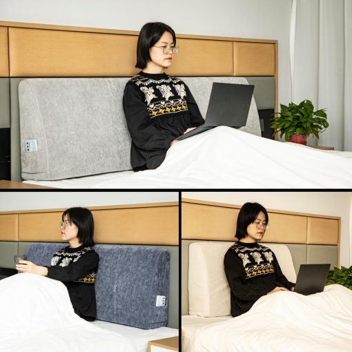Almohada de cuna para cabecero MOSTUZ Almohada para cabecero de tamano queen Almohada de memoria de espuma Almohada de respaldo grande para descanso en la cama gris estrellado - Imagen 6
