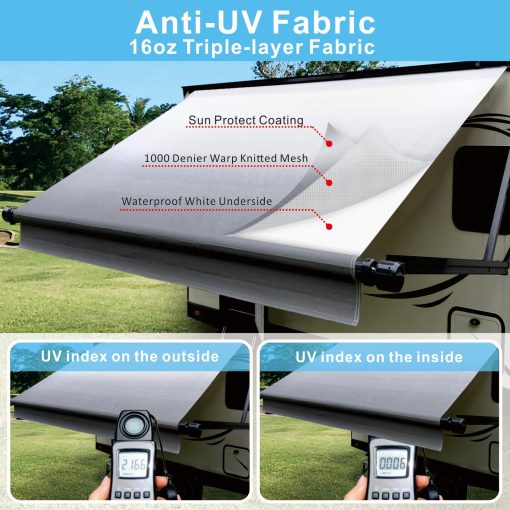 Retiro de Tela para Toldo de RV Dulepax (Tela de 19'2") Tela de Vinilo de 16 oz Resistente - Retiro de Toldo para RV Universal para todas las Marcas de Toldos - Gris Desvanecido Senior - Imagen 4
