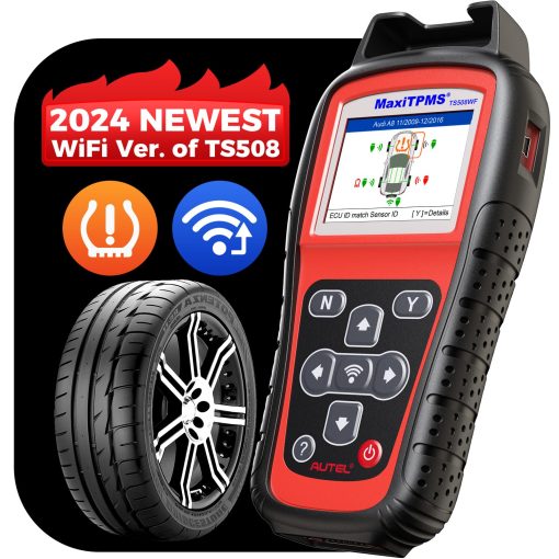 Herramienta de Reaprendizaje de TPMS Autel MaxiTPMS TS508WF: Actualizado de TS508 2024, TS501, TS408 con Activacion/Reaprendizaje de Todos los Sensores con WiFi, Programa de Sensores MX (315/433MHz), Restablecimiento/Diagnostico de TPMS, Leer/Borrar Codigos