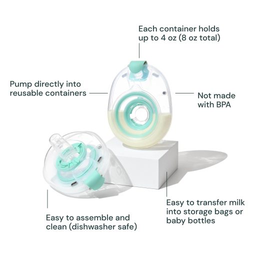 Contenedores de leche materna reutilizables Willow 3.0 Pump, 24mm de brida, 2 unidades, Contiene 4 oz. por contenedor, Esencial para la lactancia con la bomba de seno portatil Willow 3.0, Extraccion de leche manos libres - Imagen 2