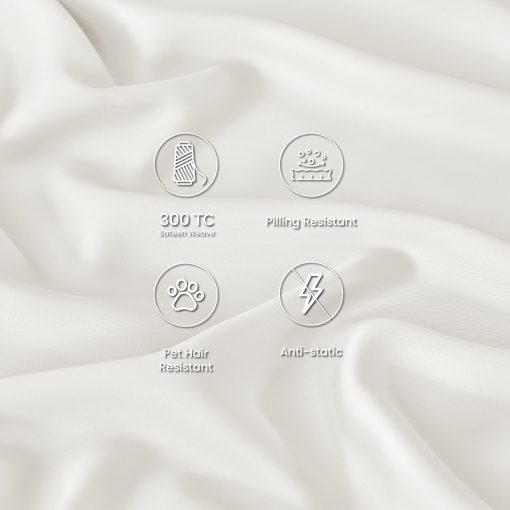 Juego de sabanas tamano King GOKOTTA de 4 piezas, 100% Rayon derivado del bambu, Ideal para dormilones calientes - Sabanas suaves y transpirables de lujo, Sabana bajera profunda de 16" con correas elasticas en las esquinas, Blanco Crema - Imagen 6