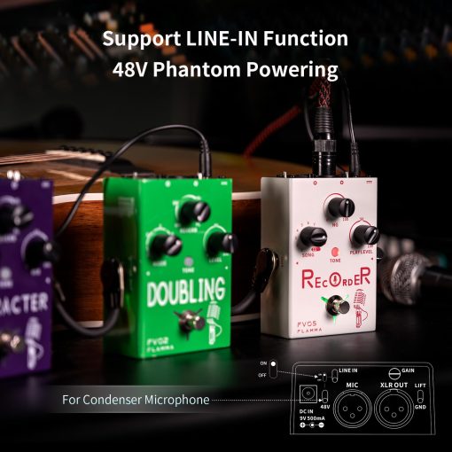 Procesador de Efectos Vocales FLAMMA FV05 con 11 Ranuras de Grabacion 70 Minutos de Capacidad Total de Grabacion Pedal de Efectos para Guitarra Acustica - Imagen 6