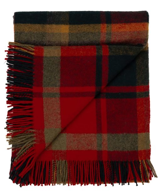 Manta de Lana Escocesa Highland Tweeds de Cordero de Shetland (Rojo Arce)