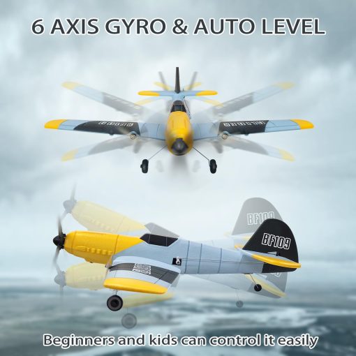 Avion RC de 3 canales HAWK'S WORK BF-109, Avion de control remoto listo para volar, 2.4GHz 6 ejes Gyro Estabilizador, Facil de volar para ninos y principiantes - Imagen 4
