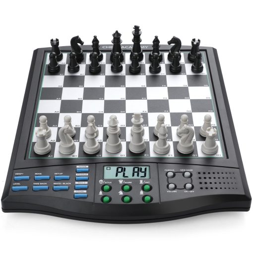 Tablero de Ajedrez Electronico Talking Chess Academy, Tablero de Ajedrez Inteligente con Sistema de Ensenanza de Voz, Juego de Ajedrez de Computadora con Piezas Imanes Resistentes, 1-2 Jugadores, Ajedrez Electronico - Simple y Portatil para Viajes