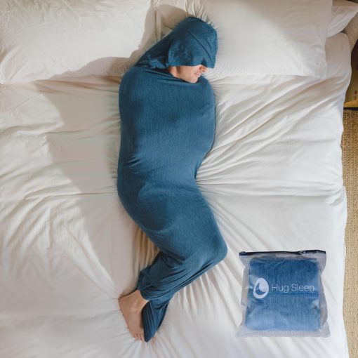 Hug Sleep Hooded Sleep Pod Move, Manta con Capucha Portatil con Sudadera, Alternativa a la Manta Ponderada de Shark Tank, Sensorial Refrigerante, Mantas Acolchadas Lavables a Maquina, Regalo para Adultos, Niños o Adolescentes, Turquesa, Grande