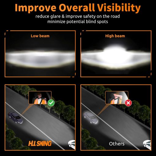 Faros Delanteros LED de 7 Pulgadas HILLSKING Compatible con Jeep Wrangler JK/TJ/LJ/CJ, Luces Delanteras LED con Halo Aprobadas por la DOT, Luz Alta/Baja con Senal de Giro Ambar, con Adaptador H4 H13, Juego de 2 - Imagen 5