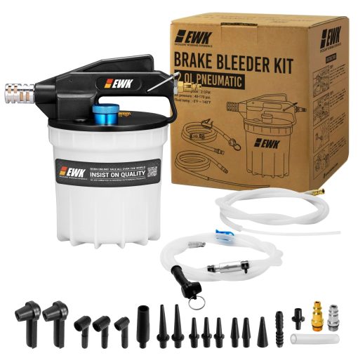EWK 22 Pcs 2L Extractor de vacio neumatico para frenos con 17 Adaptadores y 2 Mangueras de Sangrado