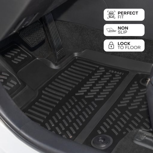 Tapetes para piso Flangooz compatibles con modelos Toyota RAV4 para 2019 2020 2021 2022 2023 2024, Tapetes para piso resistentes al clima, Accesorios para RAV4, Tapetes de auto personalizados impermeables de material TPE (juego de 4) - Imagen 2
