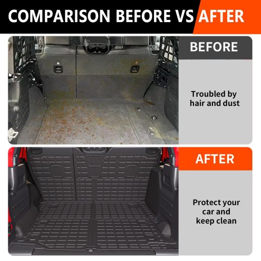 Powoq Tapete de Carga Compatible con Jeep Wrangler JL Unlimited 4 Puertas 2018-2024 Tapete de Respaldo para Maletero TPE Reemplazo para Accesorios Jeep Wrangler JL 4X4 18-24 (Compatible con 18-24 JL 4X4, Tapete de Maletero + Tapete de Respaldo) - Imagen 3