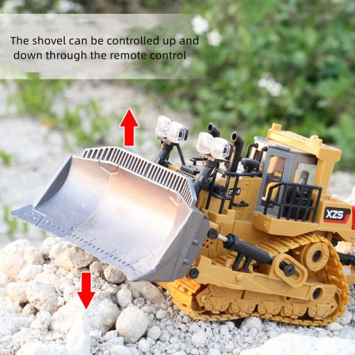 Juguete de Bulldozer RC WEECOC Juguete de Excavadora de Control Remoto Vehiculo de Ingenieria Juguetes de Camion RC para Ninos Navidad Cumpleanos (dorado) - Imagen 4
