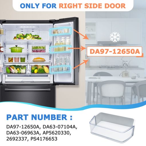Cajon de Puerta para Refrigerador DA97-12650A, DA63-06963A, DA63-07104A (Lado Derecho) Compatible con Samsung RF260/RF261/RF263beaesr, Numero de Parte: AP5620330, 2692337 con 6 Imanes para Refrigerador - Imagen 3
