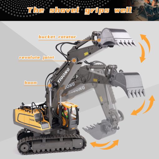 Juguete de Excavadora Control Remoto PREPOP para Ninos de 6-12 anos, Mejores Regalos de Cumpleanos para Ninos de 4-7, 8, 9, 10, 11 anos, Juguetes de Construccion con Pala de Metal, Luces, Sonidos 2.4Ghz - Imagen 3