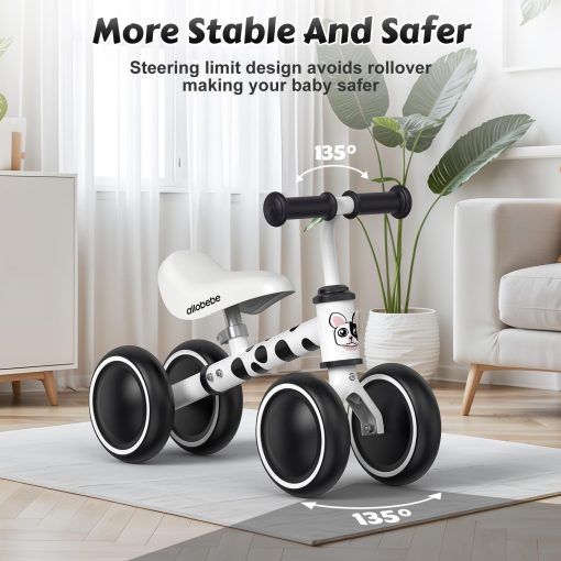 allobebe Bicicleta de Equilibrio para Bebe de 1 Ano, Primer Bicicleta de Equilibrio para Ninos Pequenos, Bicicleta sin Pedales de 4 Ruedas para Bebes de 12-24 Meses, Regalo de Cumpleanos para el Primer Ano, Perro Manchado - Imagen 3