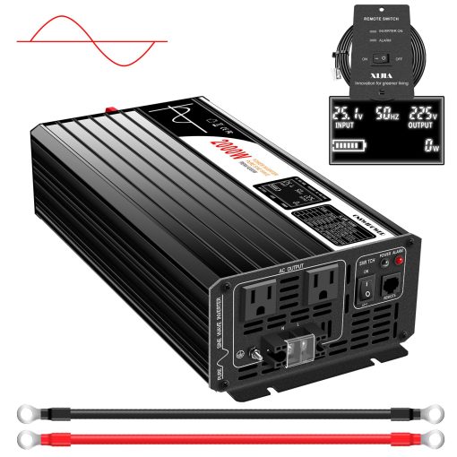 Inversor de Onda Sinusoidal Pura Xijia 2000W 48 Voltios DC a 120 Voltios AC (Potencia Pico 4000W) Convertidor de rv 60HZ con Arranque Suave para Coche y Camping (DC48V (Rango 40V-60V) 2000W)
