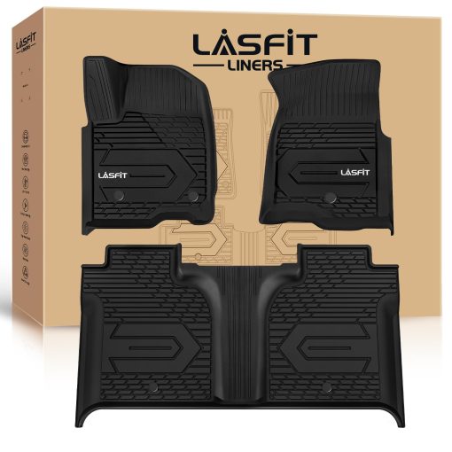 Tapetes LASFIT para Chevy Silverado/GMC Sierra 1500 2019-2024 Cabina Doble, Chevrolet Silverado/Sierra 2500 HD/3500 HD 2020-2024 Cabina Doble, Fila Trasera con Almacenamiento de Fabrica Alfombrado