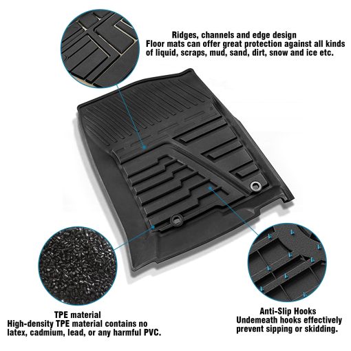 Tapetes para Auto Compatibles con 2013-2021 4Runner & 2014-2021 GX460, Ajuste Personalizado Negro TPE Proteccion Integral para Asientos Delanteros y Traseros - Imagen 5